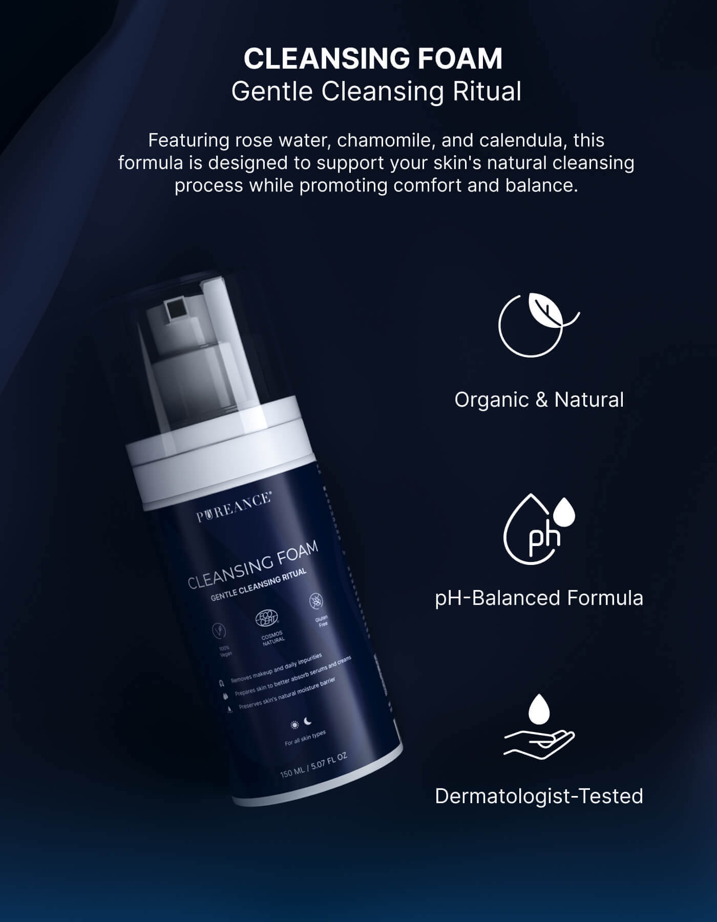 Pureance gentle Cleansing Foam with natural ingredients