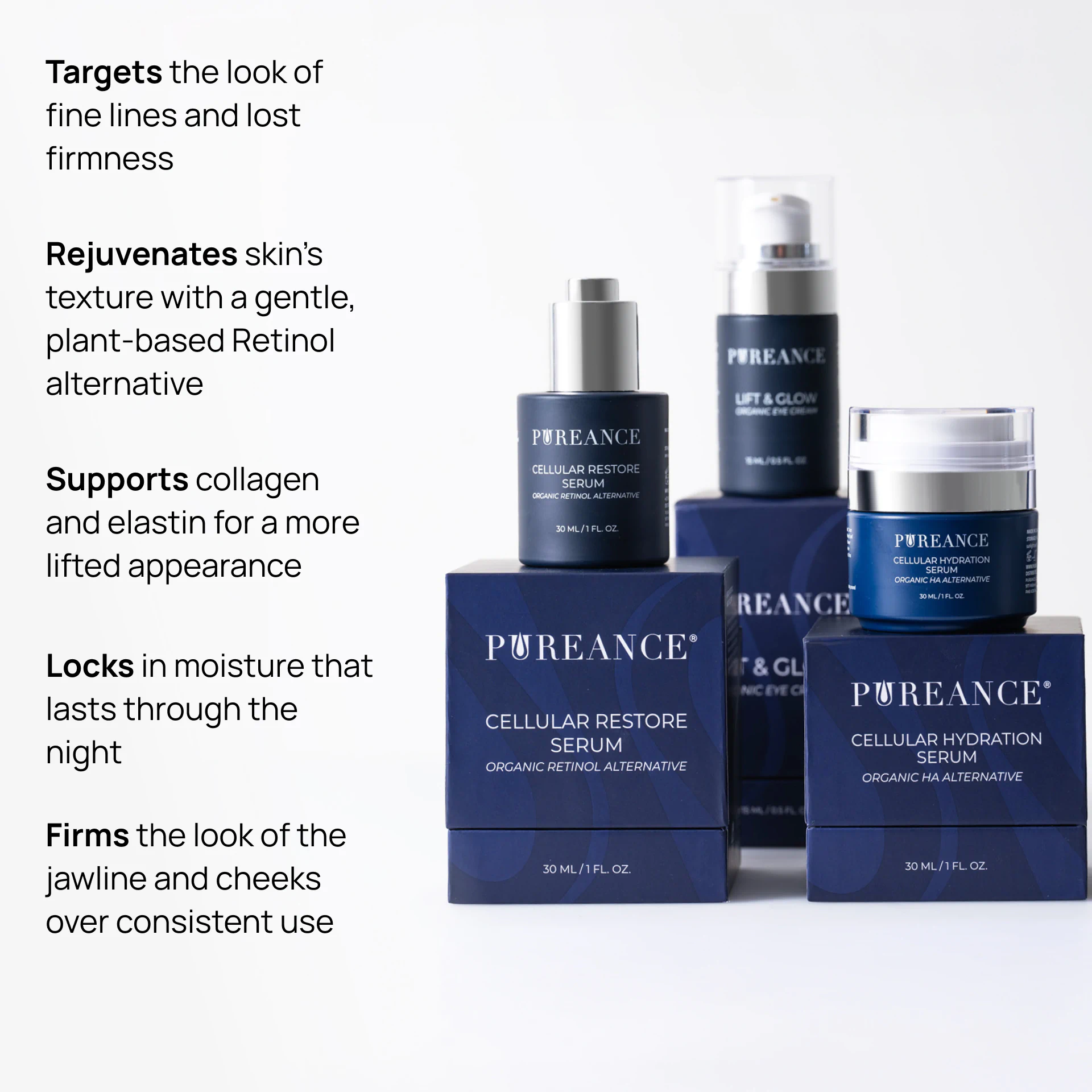 Main benefits of Pureance bundle for firmer, lifted-looking skin