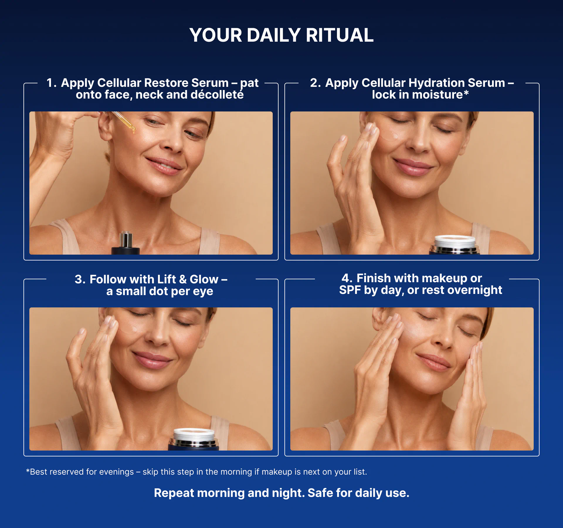 Four-step Pureance AM and PM skincare ritual