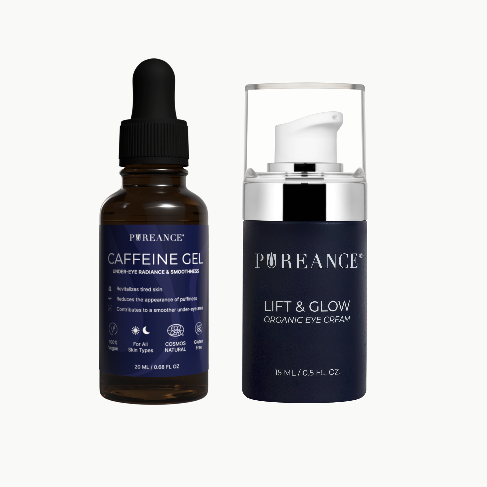 Pureance Caffeine Gel and Lift & Glow under-eye duo