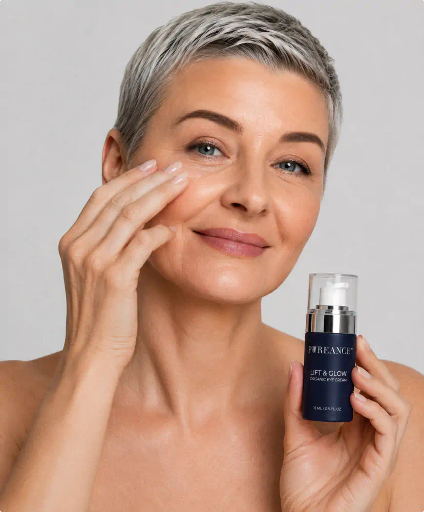 Applying Lift & Glow eye cream